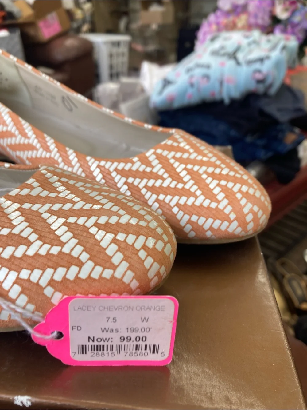 SAS Orange and White Woven Ballet Flats